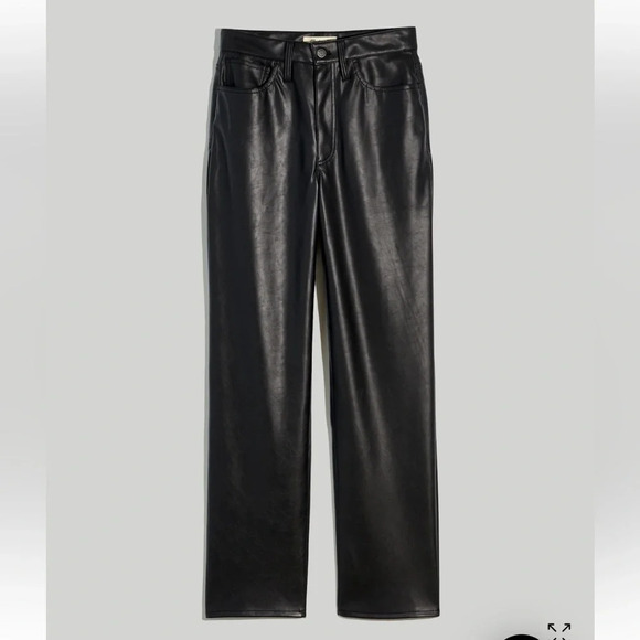 Madewell The Perfect High Waist Straight Leg Faux Leather Pants Black 32 - Picture 11 of 12